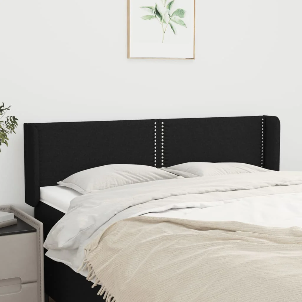 sengegavl med kanter 147x16x78/88 cm stof sort