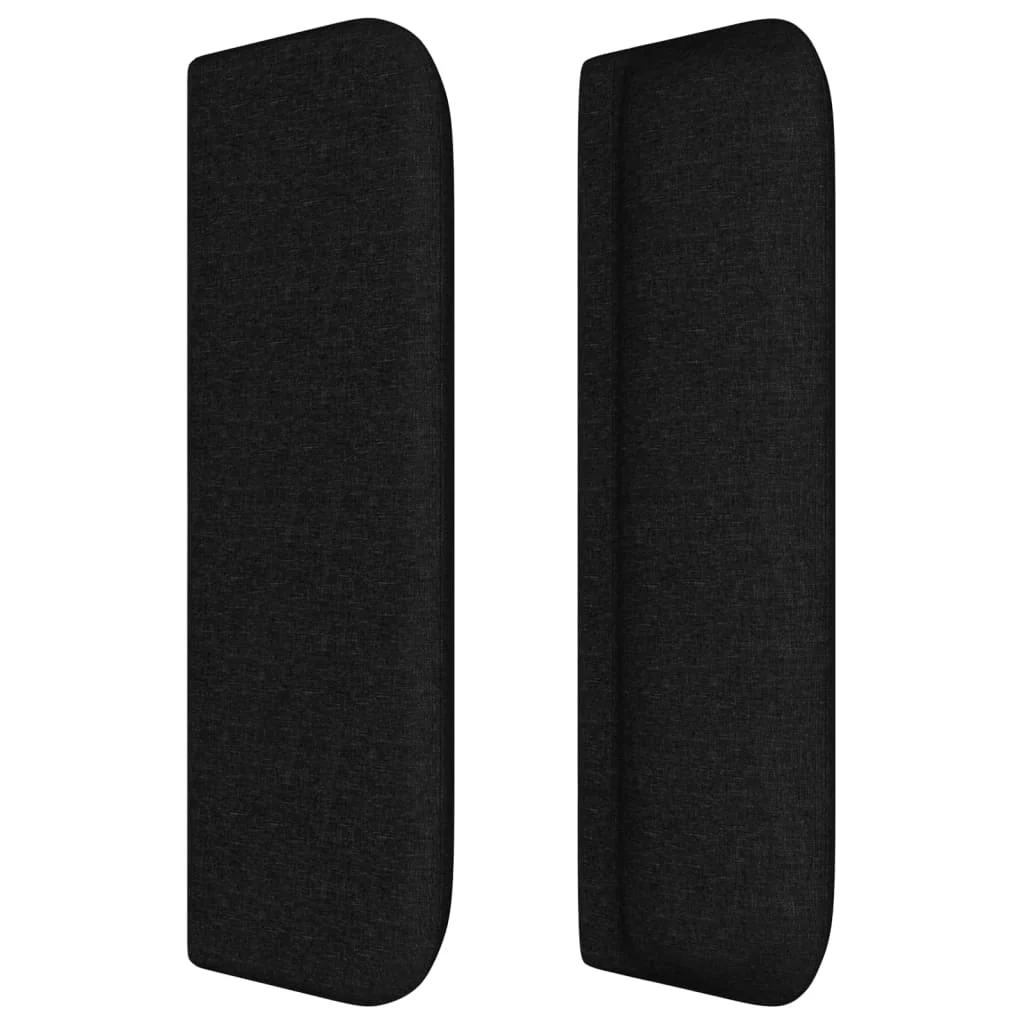 sengegavl med kanter 147x16x78/88 cm stof sort - Image 4