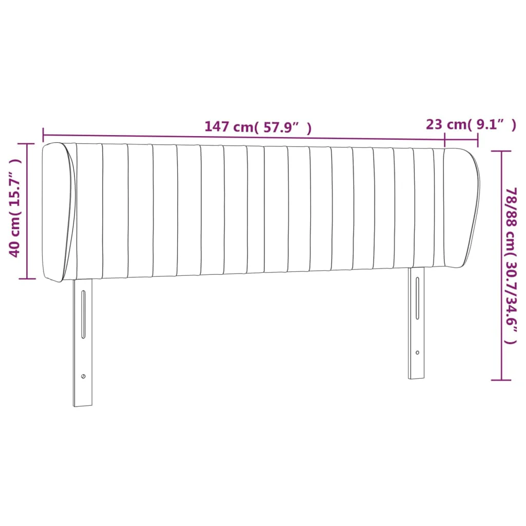 sengegavl med kanter 147x23x78/88 cm fløjl lyserød - Image 8