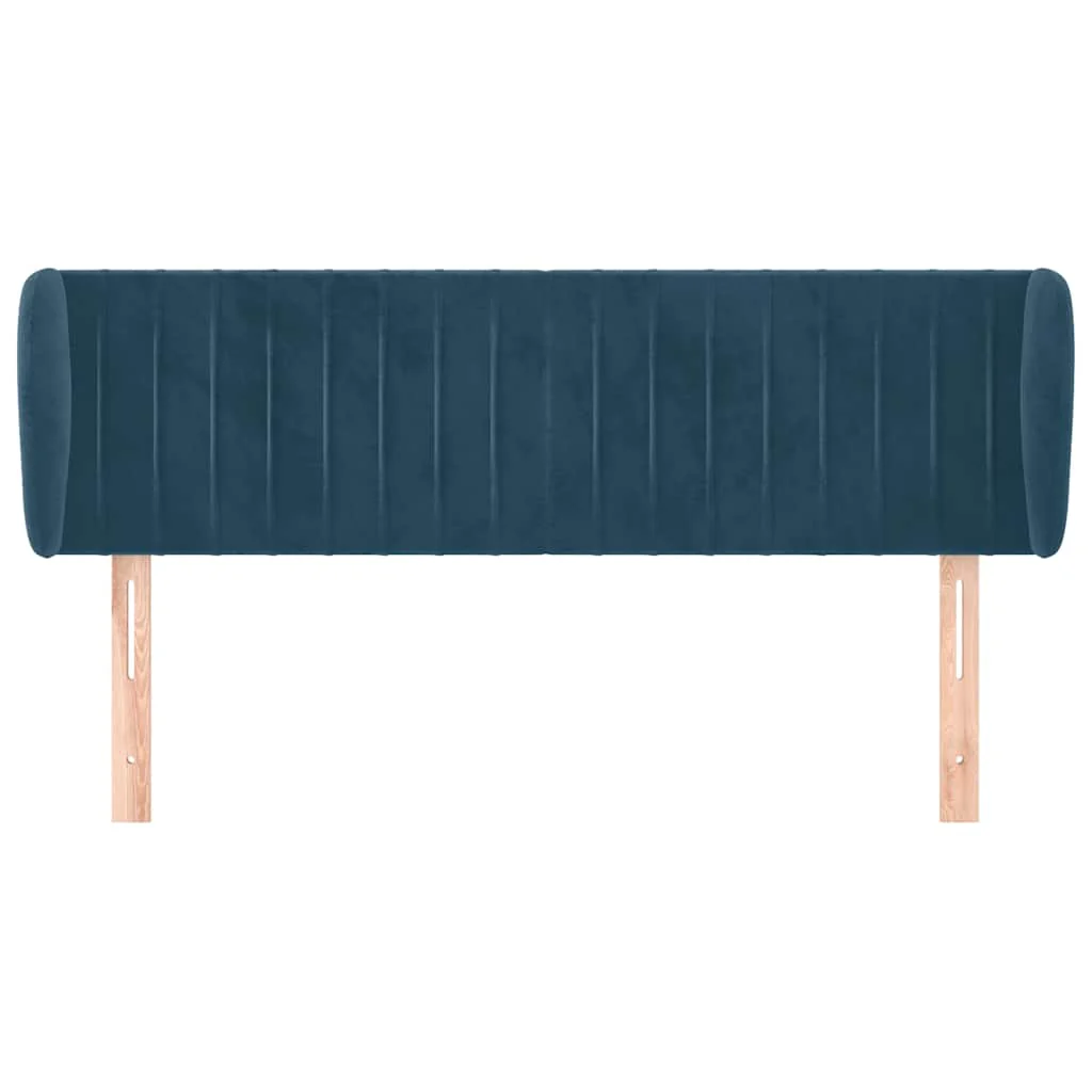 sengegavl med kanter 147x23x78/88 cm fløjl mørkeblå - Image 3