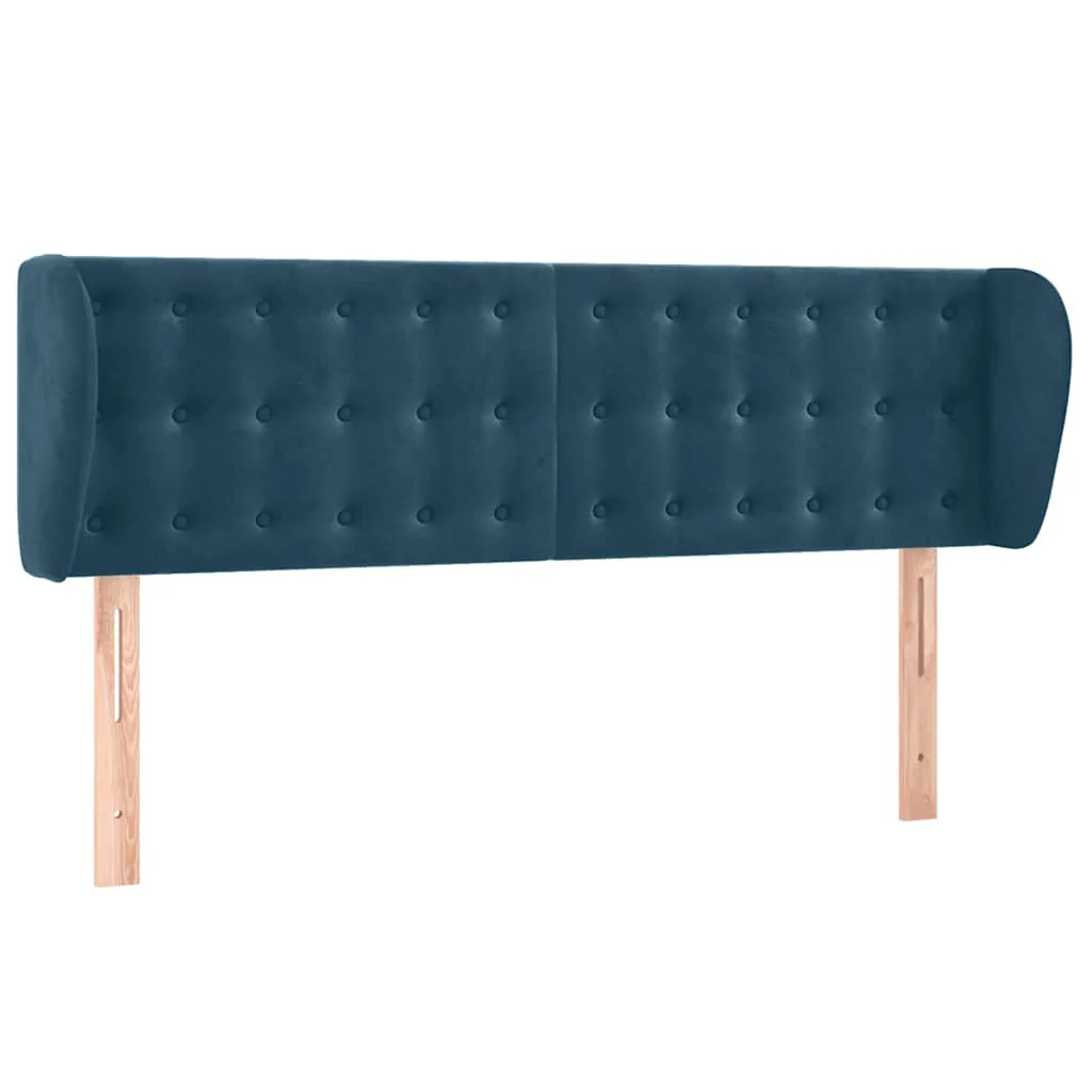 sengegavl med kanter 147x23x78/88 cm fløjl mørkeblå - Image 2