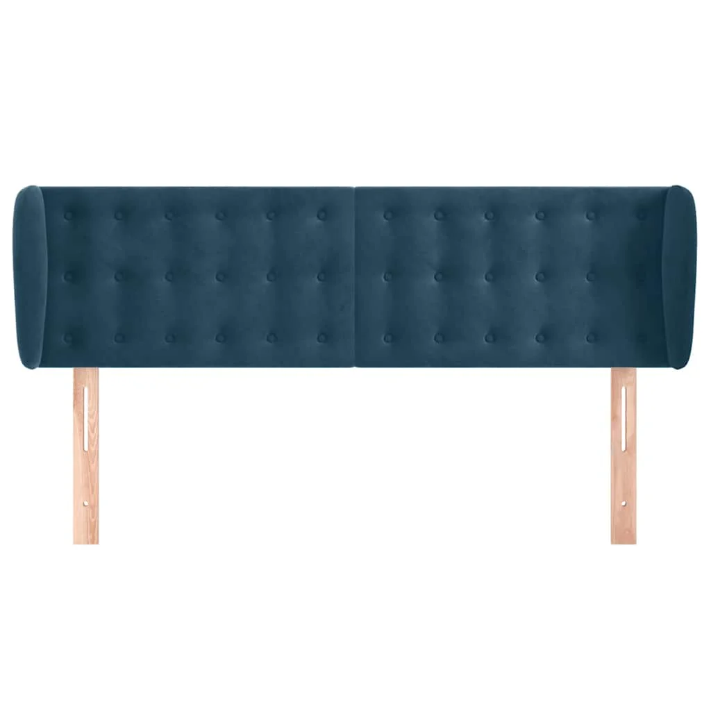 sengegavl med kanter 147x23x78/88 cm fløjl mørkeblå - Image 3