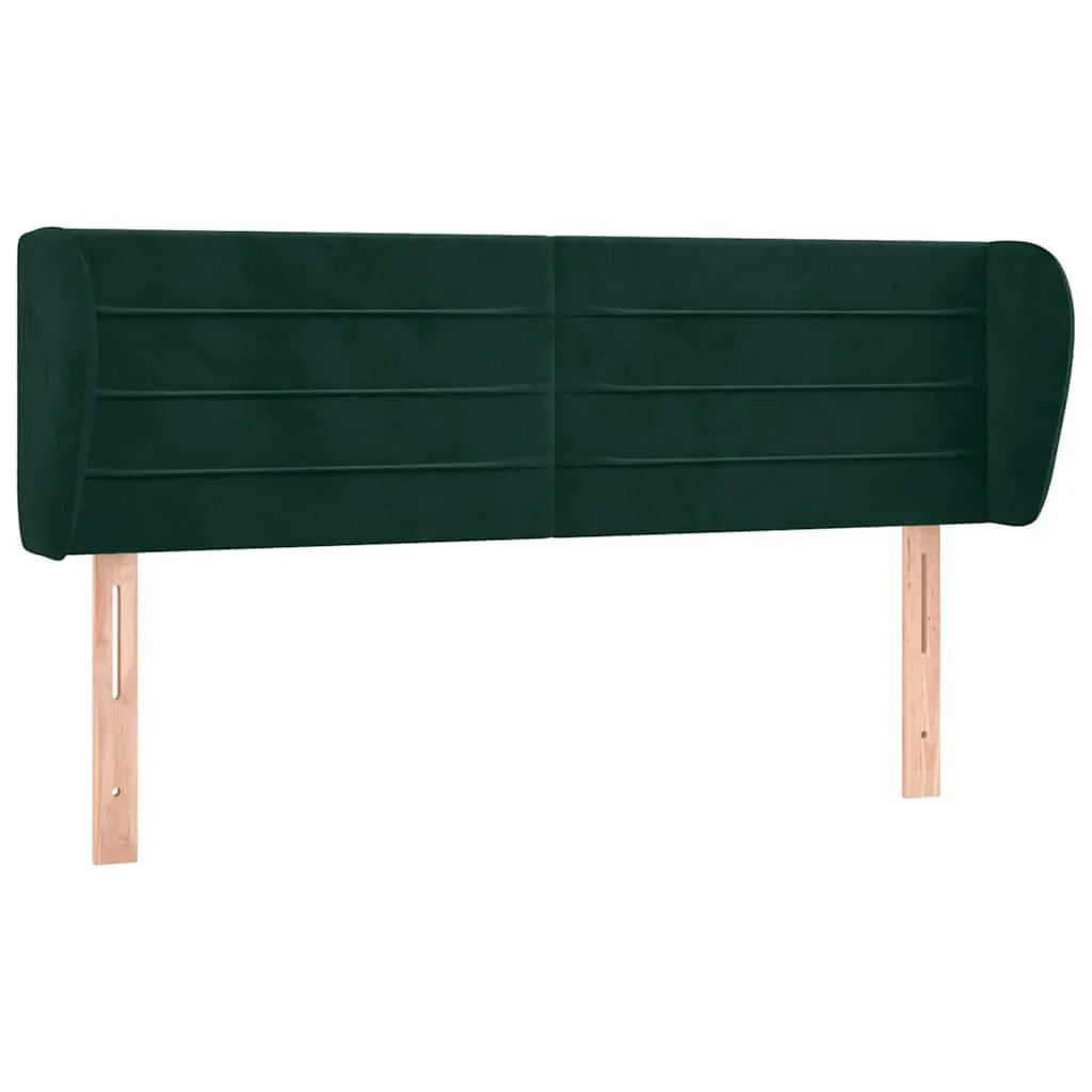 sengegavl med kanter 147x23x78/88 cm fløjl mørkegrøn - Image 2