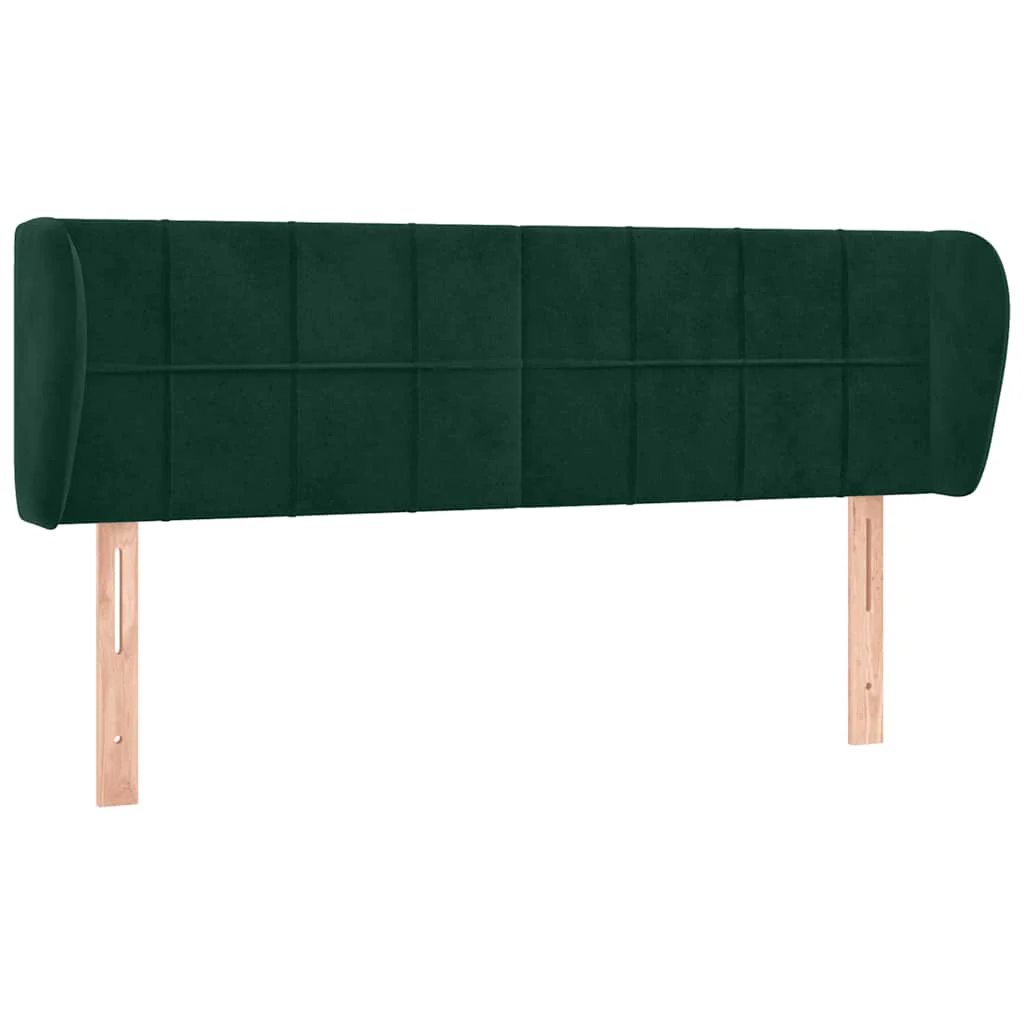 sengegavl med kanter 147x23x78/88 cm fløjl mørkegrøn - Image 2