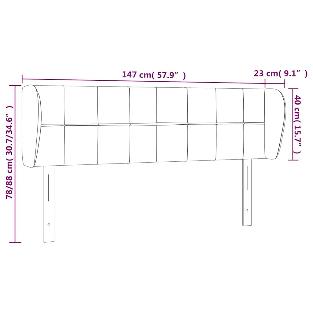 sengegavl med kanter 147x23x78/88 cm fløjl mørkegrøn - Image 8