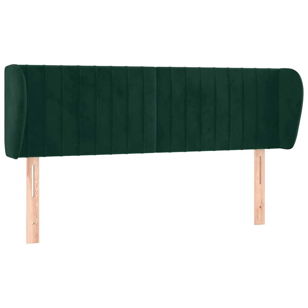 sengegavl med kanter 147x23x78/88 cm fløjl mørkegrøn - Image 2