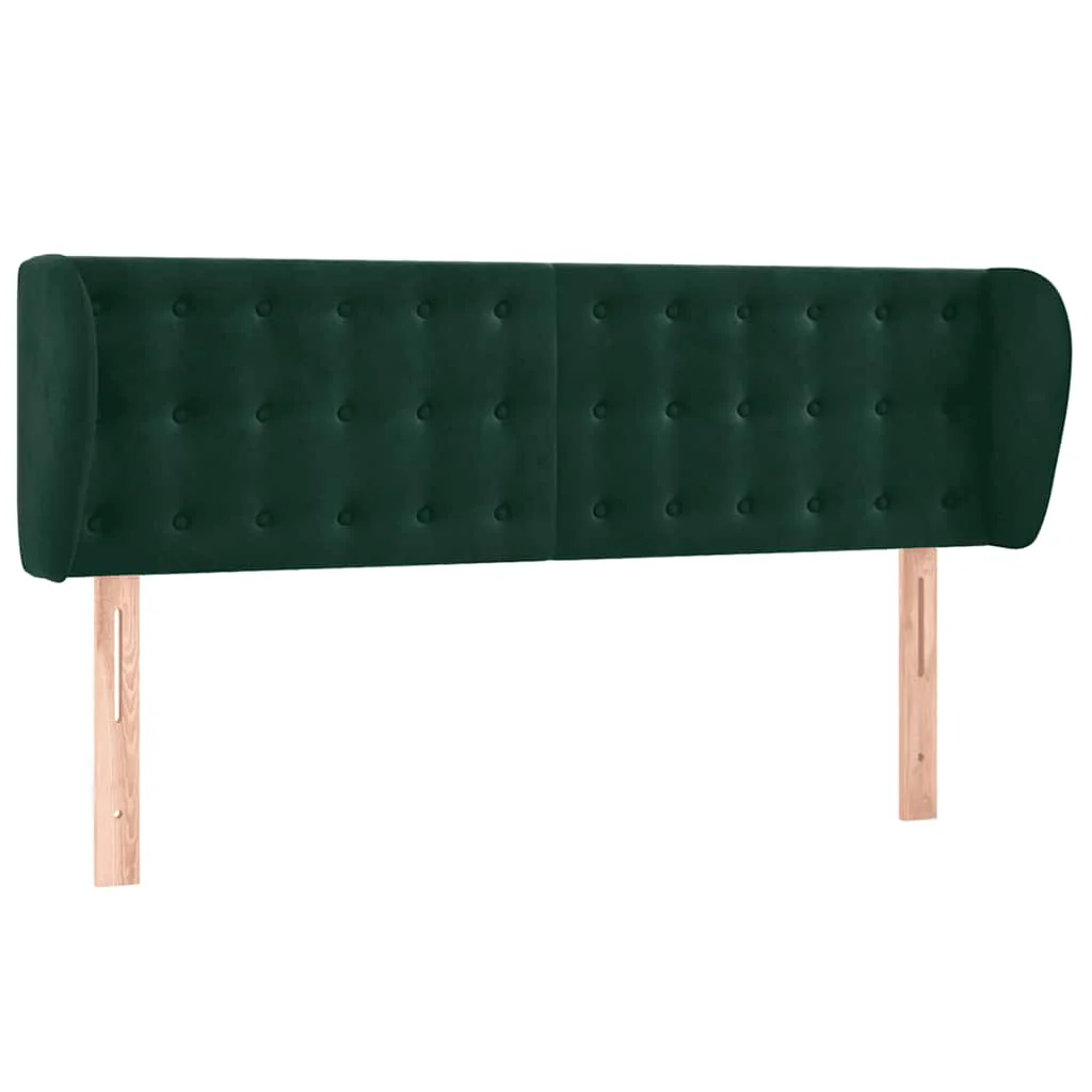 sengegavl med kanter 147x23x78/88 cm fløjl mørkegrøn - Image 2