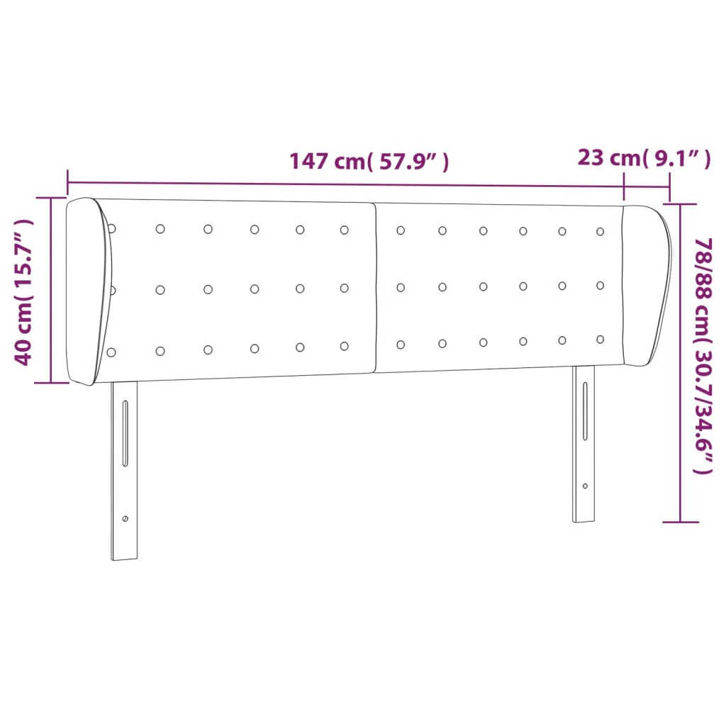 sengegavl med kanter 147x23x78/88 cm fløjl sort - Image 8