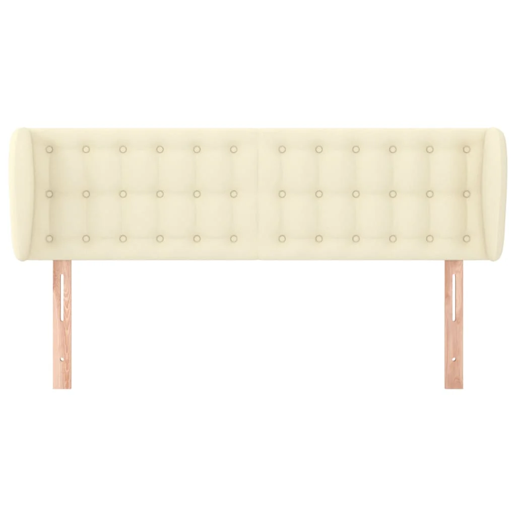 sengegavl med kanter 147x23x78/88 cm kunstlæder cremefarvet - Image 3