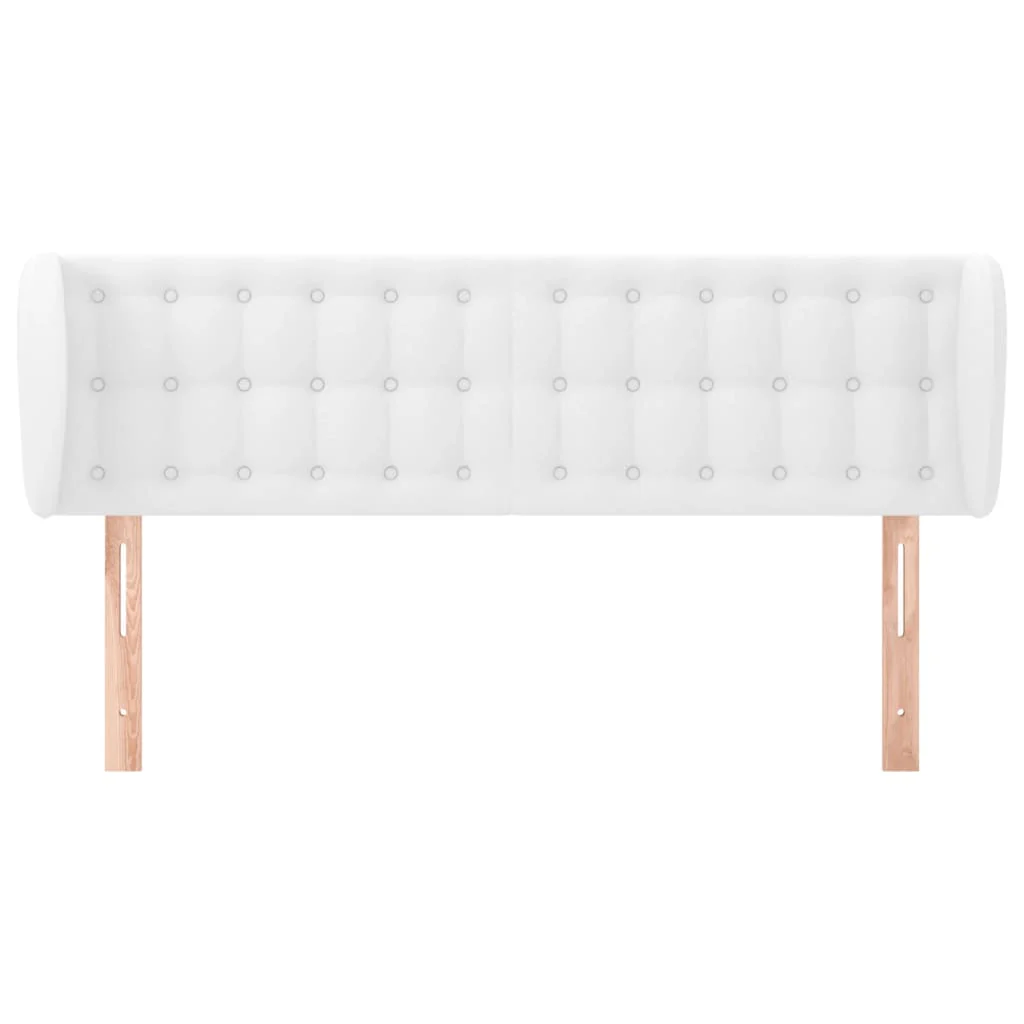sengegavl med kanter 147x23x78/88 cm kunstlæder hvid - Image 3