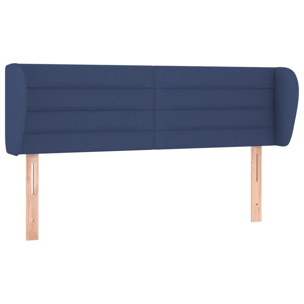 sengegavl med kanter 147x23x78/88 cm stof blĂĄ - Image 2