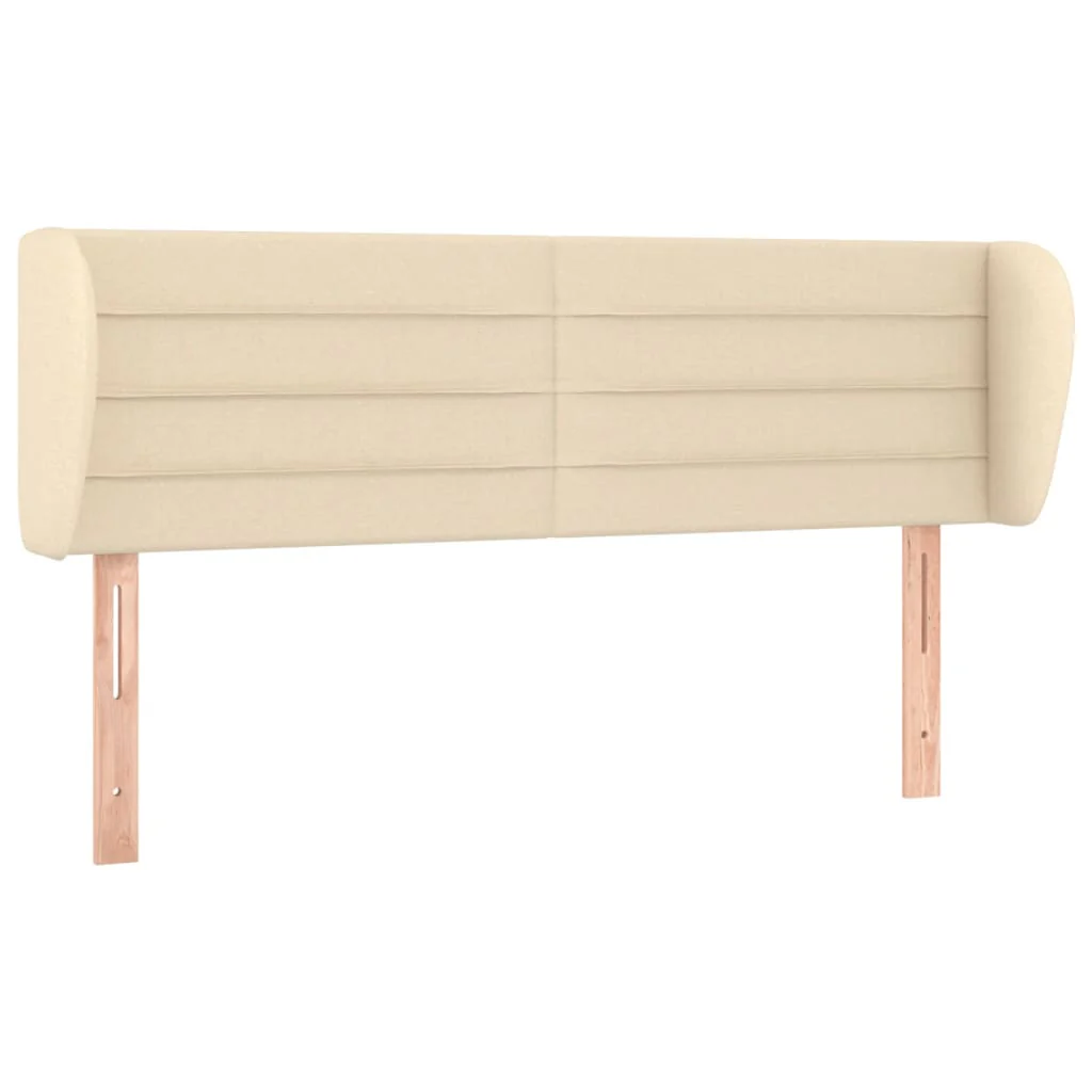 sengegavl med kanter 147x23x78/88 cm stof cremefarvet - Image 2