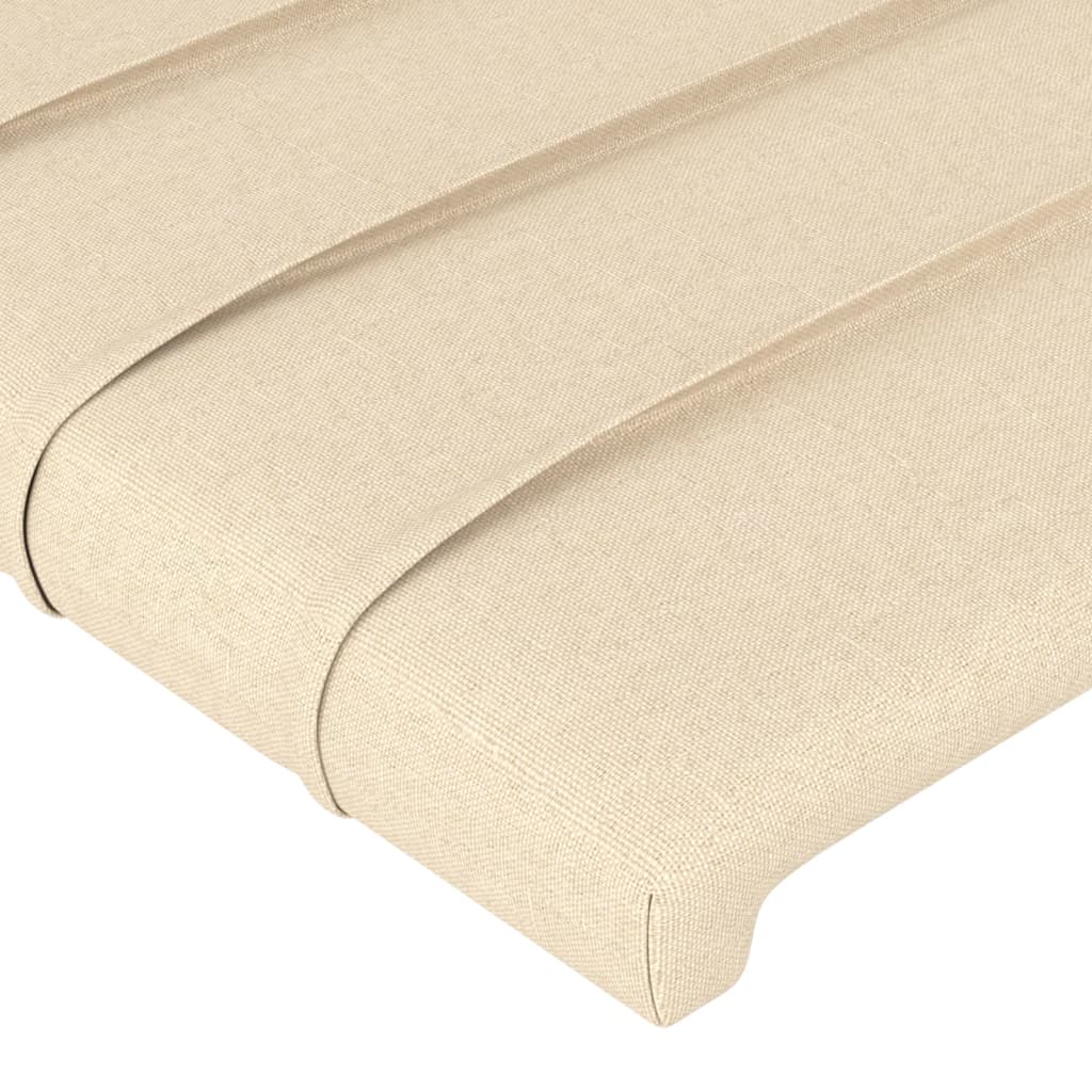 sengegavl med kanter 147x23x78/88 cm stof cremefarvet - Image 5