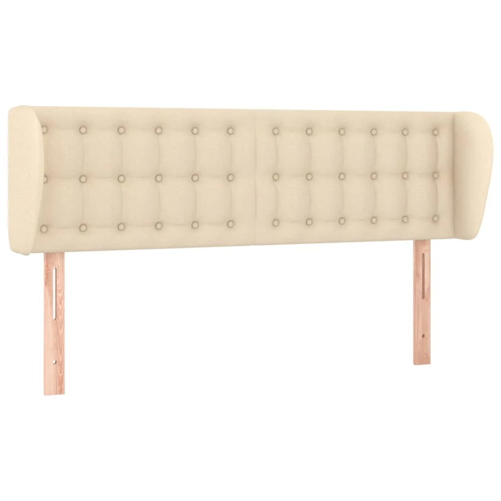 sengegavl med kanter 147x23x78/88 cm stof cremefarvet - Image 2