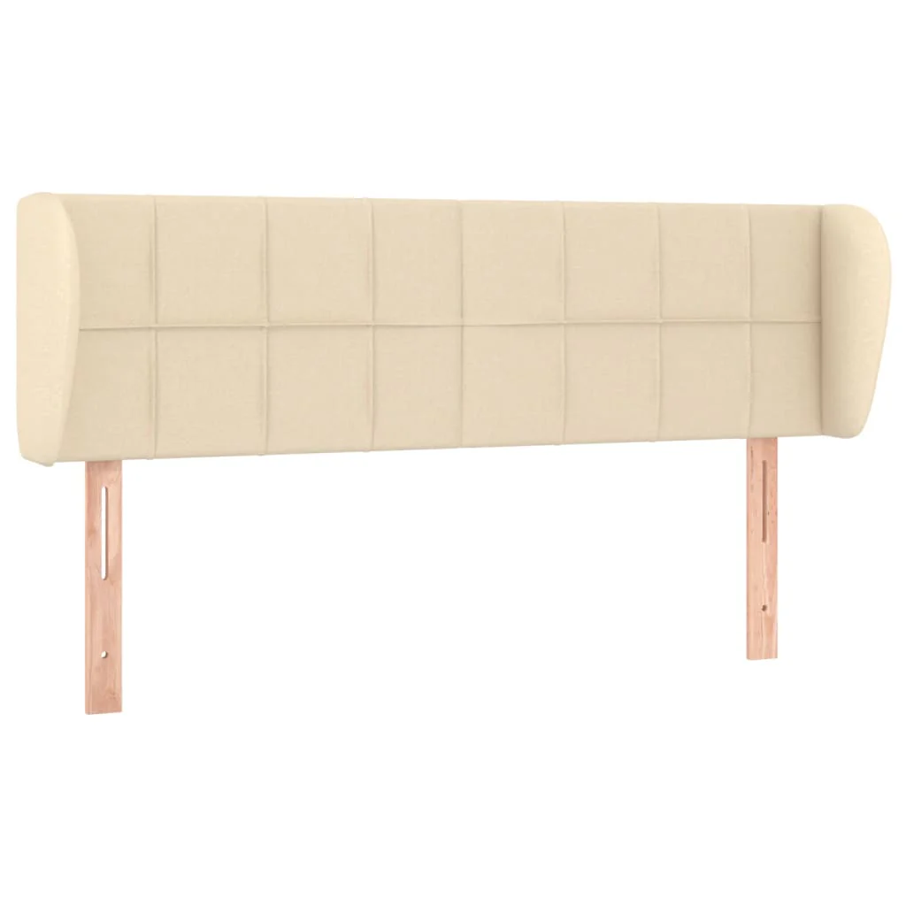 sengegavl med kanter 147x23x78/88 cm stof cremefarvet - Image 2