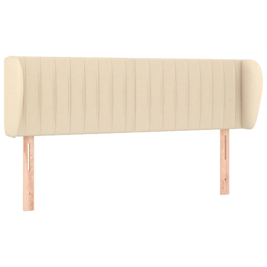 sengegavl med kanter 147x23x78/88 cm stof cremefarvet - Image 2