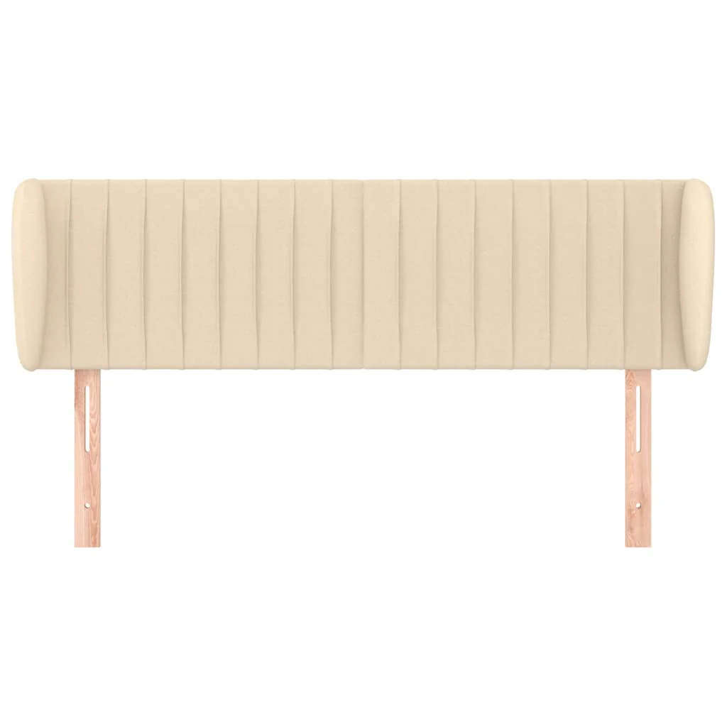 sengegavl med kanter 147x23x78/88 cm stof cremefarvet - Image 3