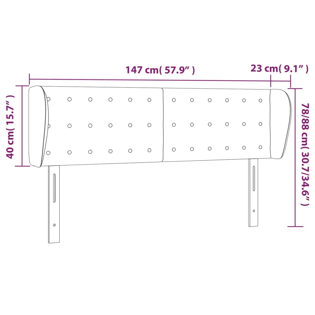 sengegavl med kanter 147x23x78/88 cm stof gråbrun - Image 8