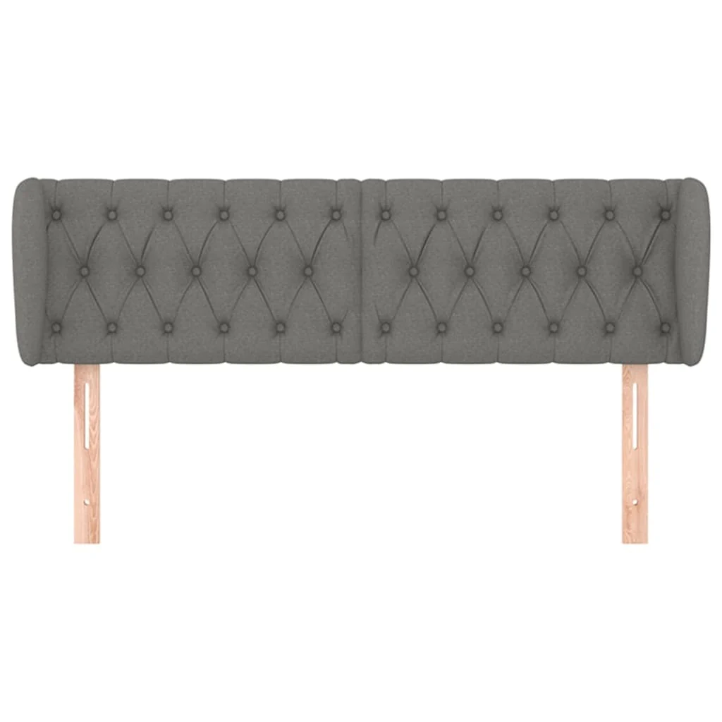 sengegavl med kanter 147x23x78/88 cm stof mørkegrå - Image 3