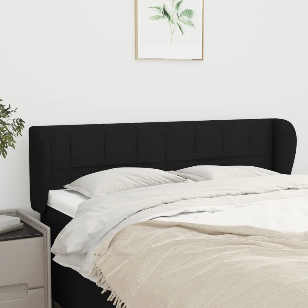 sengegavl med kanter 147x23x78/88 cm stof sort