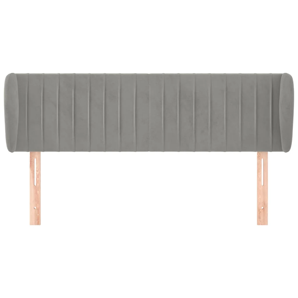 sengegavl med kanter 147x23x78/88cm fløjl lysegrå - Image 3