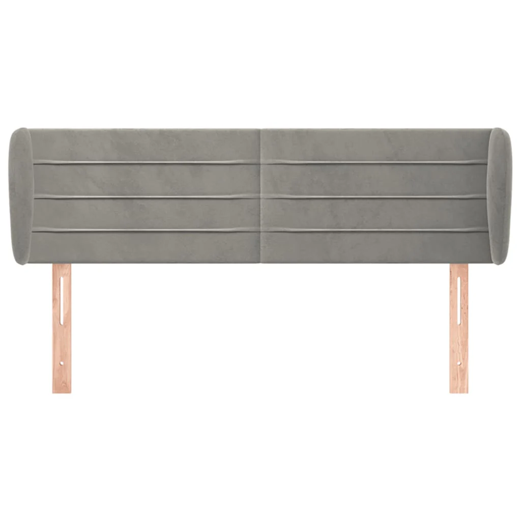sengegavl med kanter 147x23x78/88cm fløjl lysegrå - Image 3