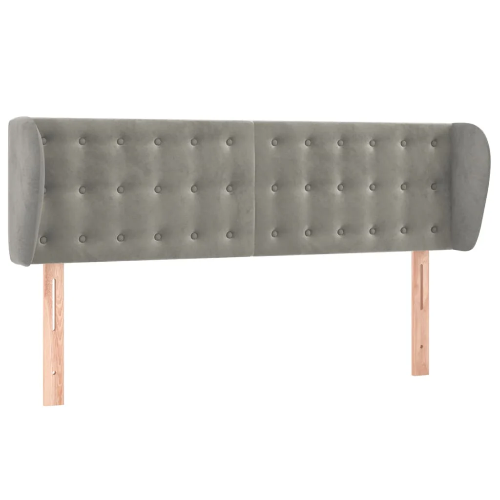 sengegavl med kanter 147x23x78/88cm fløjl lysegrå - Image 2