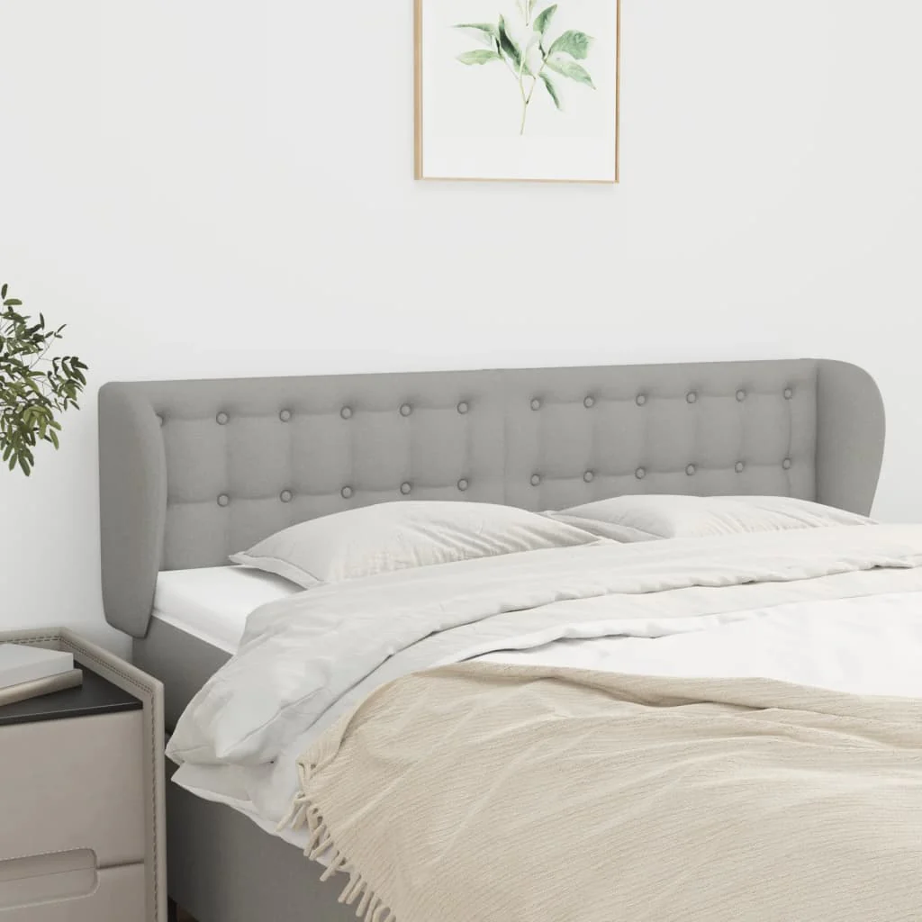 sengegavl med kanter 147x23x78/88cm stof lysegrå