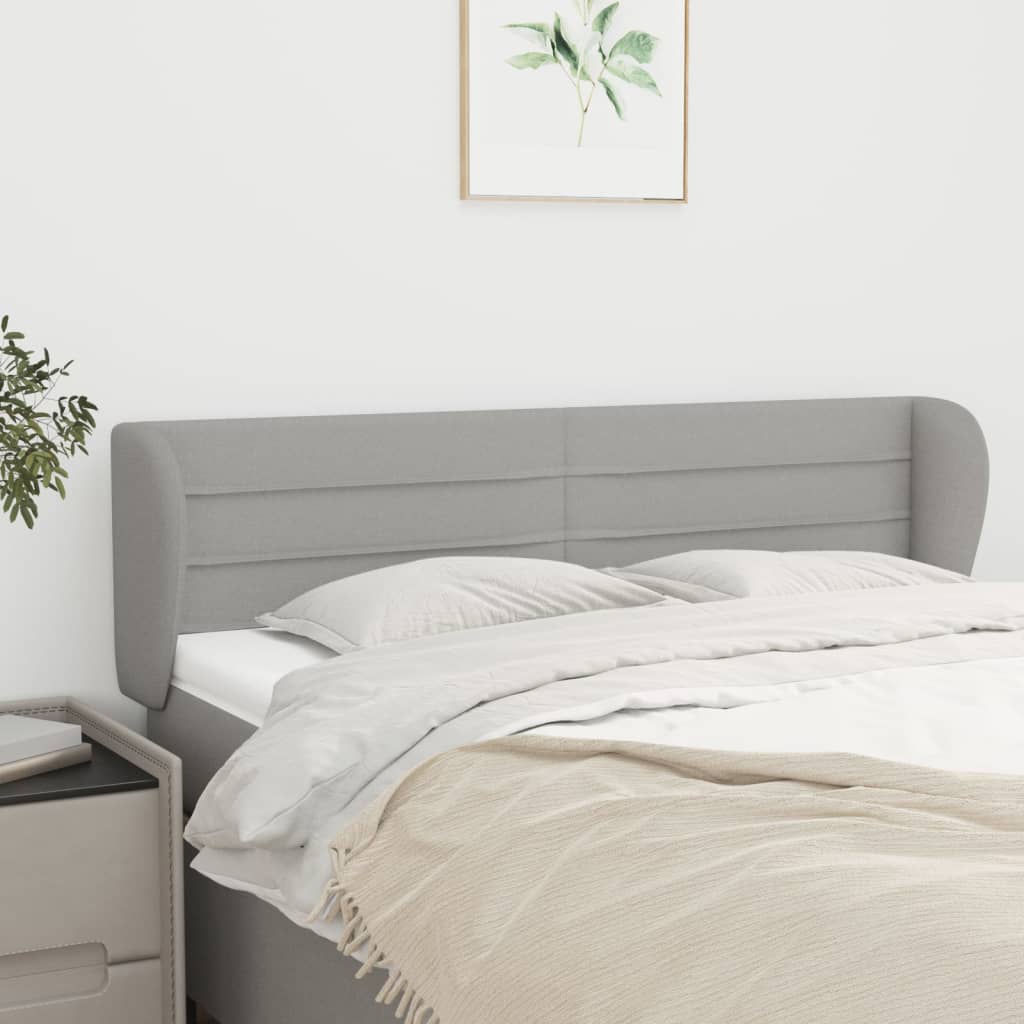 sengegavl med kanter 147x23x78/88cm stof lysegrĂĄ