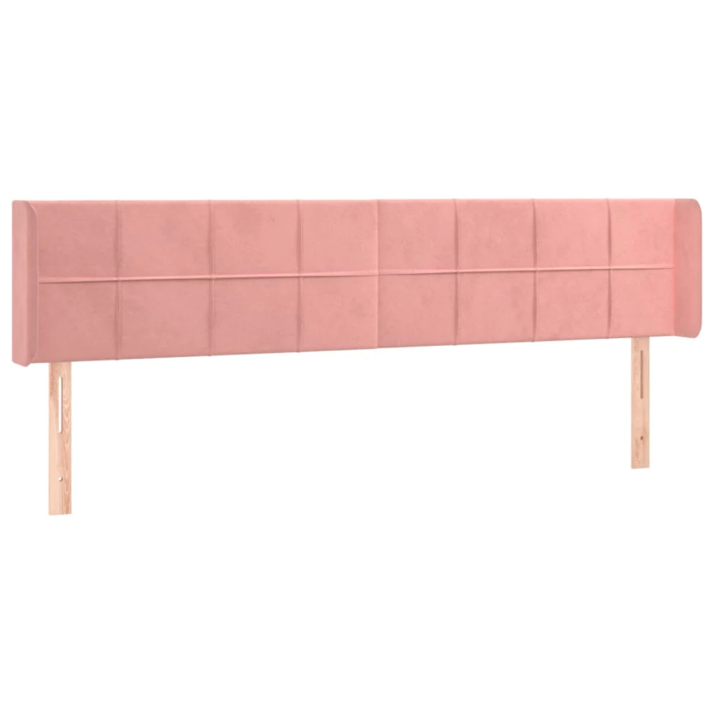 sengegavl med kanter 163x16x78/88 cm fløjl lyserød - Image 2