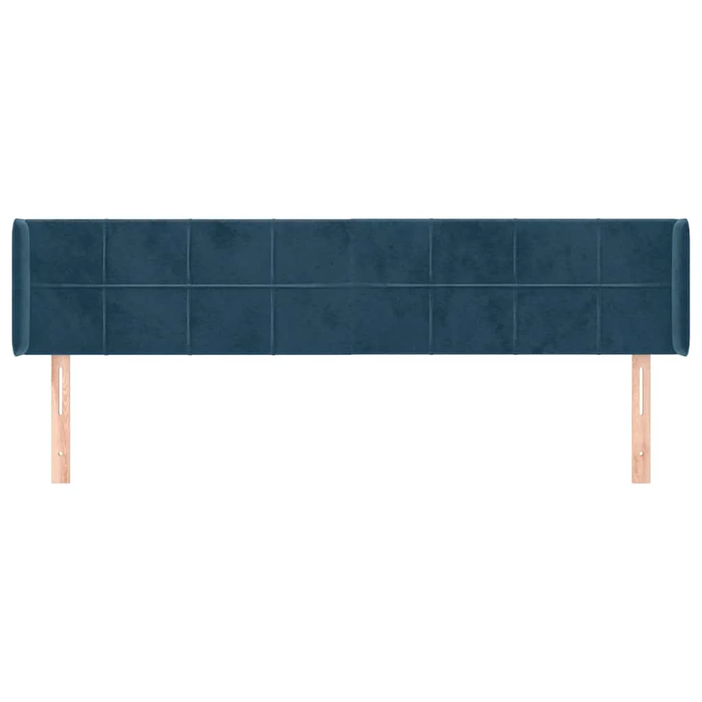 sengegavl med kanter 163x16x78/88 cm fløjl mørkeblå - Image 3