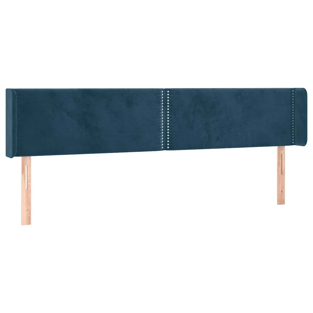 sengegavl med kanter 163x16x78/88 cm fløjl mørkeblå - Image 2