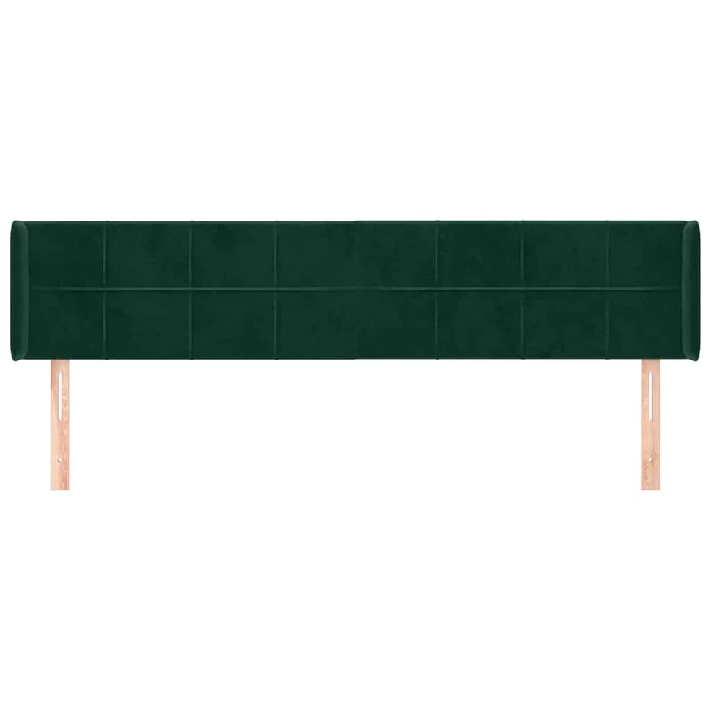 sengegavl med kanter 163x16x78/88 cm fløjl mørkegrøn - Image 3