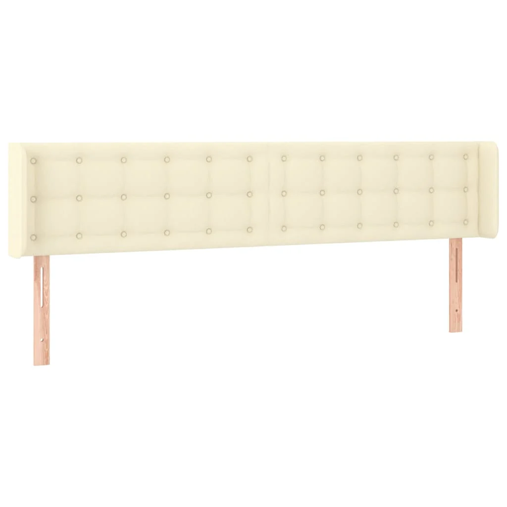 sengegavl med kanter 163x16x78/88 cm kunstlæder cremefarvet - Image 2