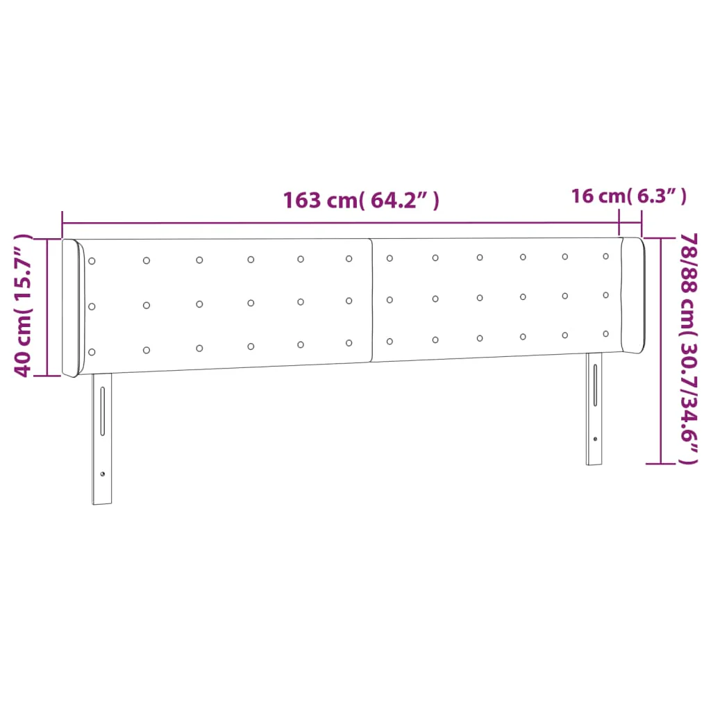 sengegavl med kanter 163x16x78/88 cm kunstlæder hvid - Image 8