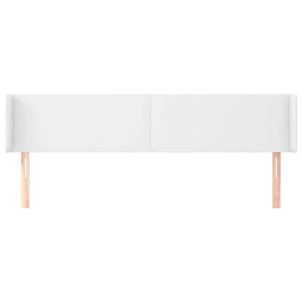 sengegavl med kanter 163x16x78/88 cm kunstlæder hvid - Image 3