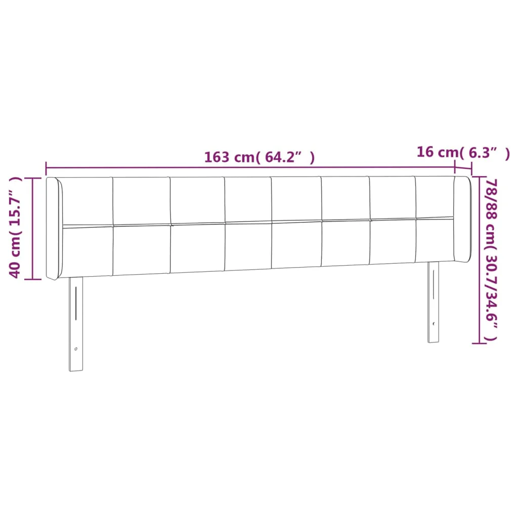 sengegavl med kanter 163x16x78/88 cm stof gråbrun - Image 8