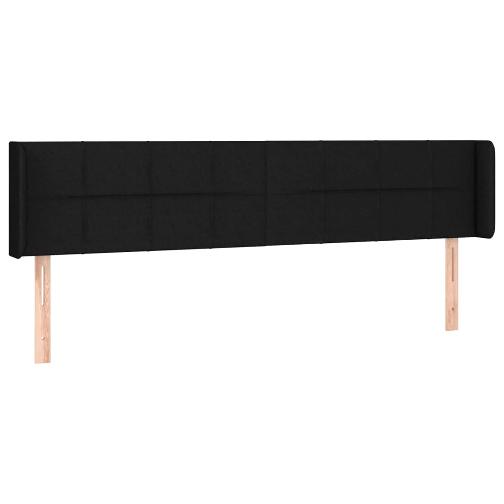 sengegavl med kanter 163x16x78/88 cm stof sort - Image 2