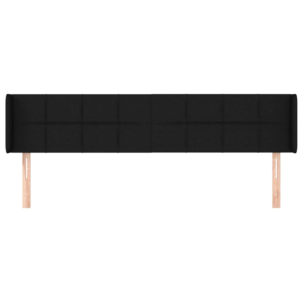 sengegavl med kanter 163x16x78/88 cm stof sort - Image 3