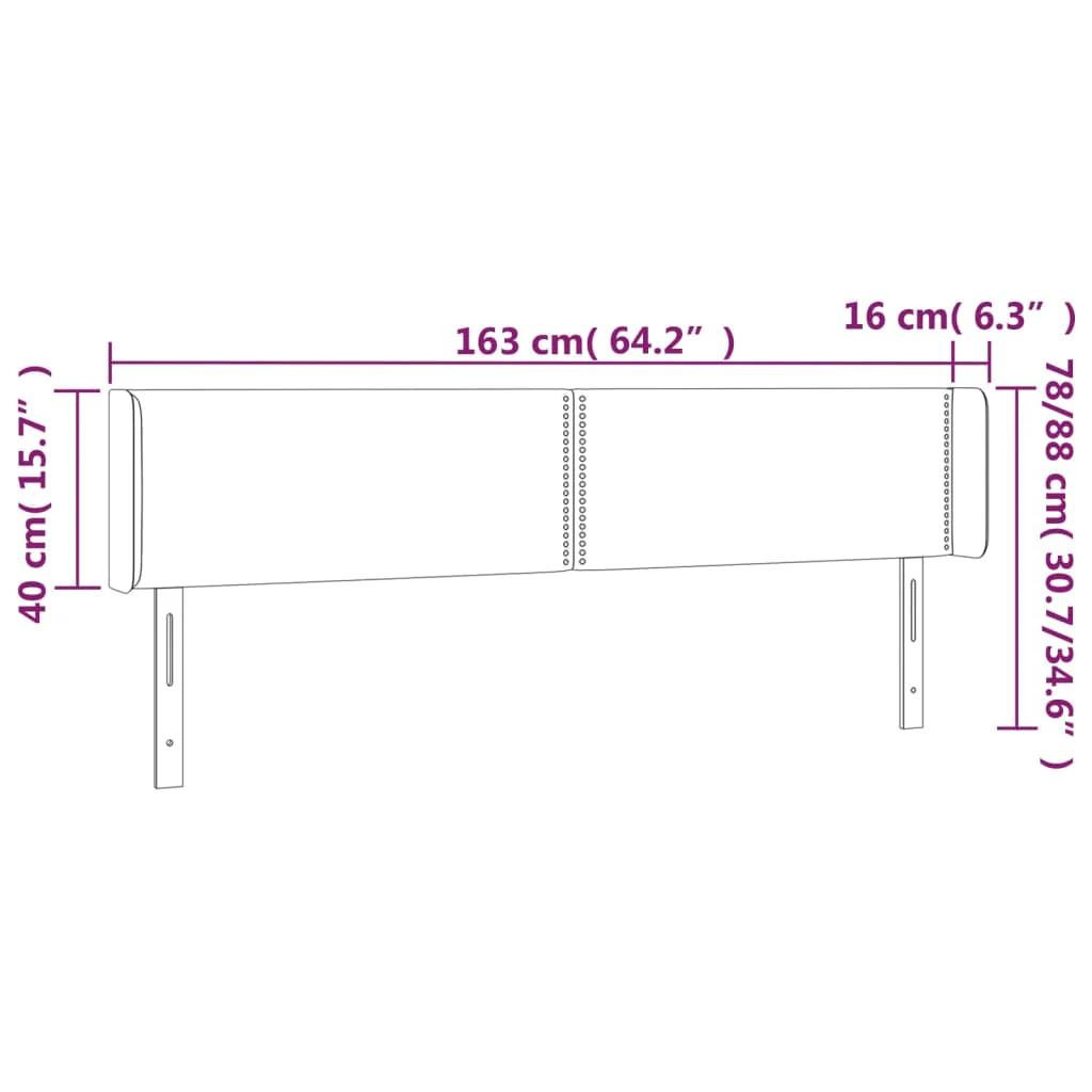 sengegavl med kanter 163x16x78/88 cm stof sort - Image 8