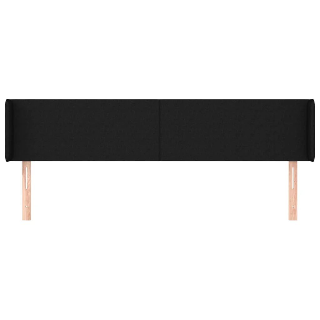 sengegavl med kanter 163x16x78/88 cm stof sort - Image 3