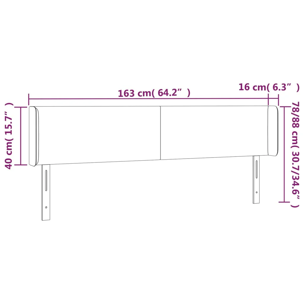 sengegavl med kanter 163x16x78/88 cm stof sort - Image 8