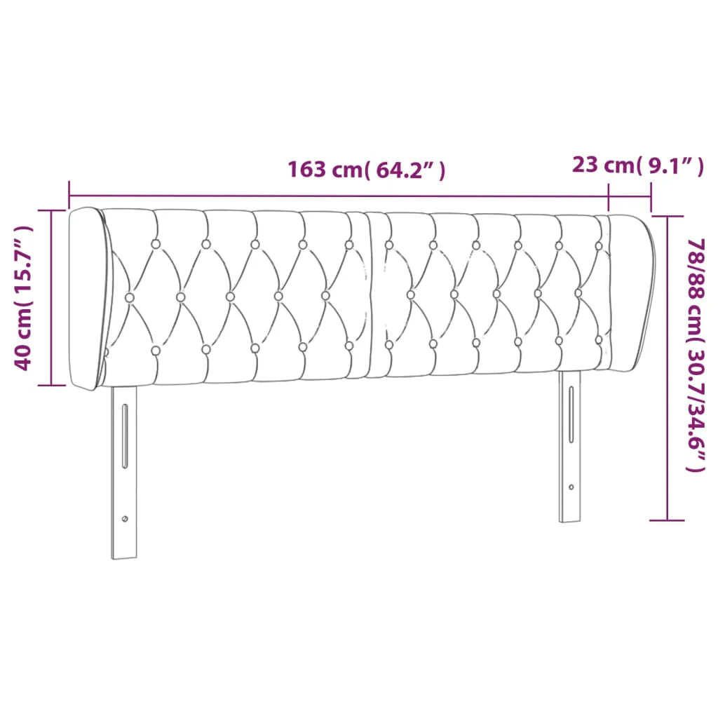 sengegavl med kanter 163x23x78/88 cm fløjl lyserød - Image 8
