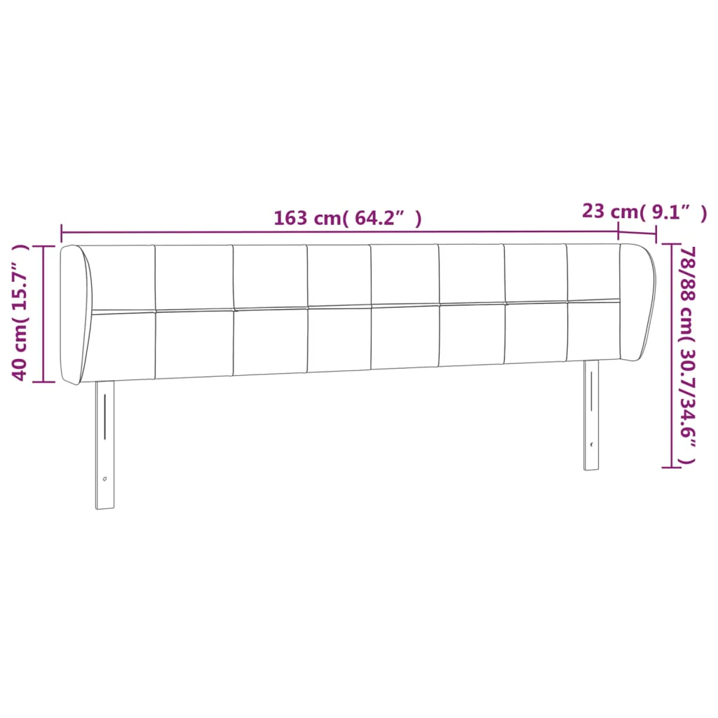 sengegavl med kanter 163x23x78/88 cm fløjl lyserød - Image 8