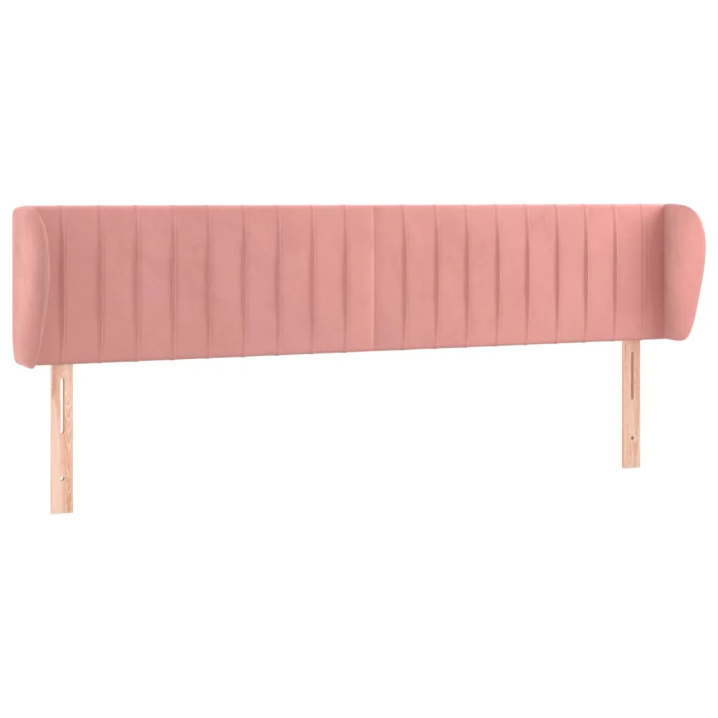 sengegavl med kanter 163x23x78/88 cm fløjl lyserød - Image 2