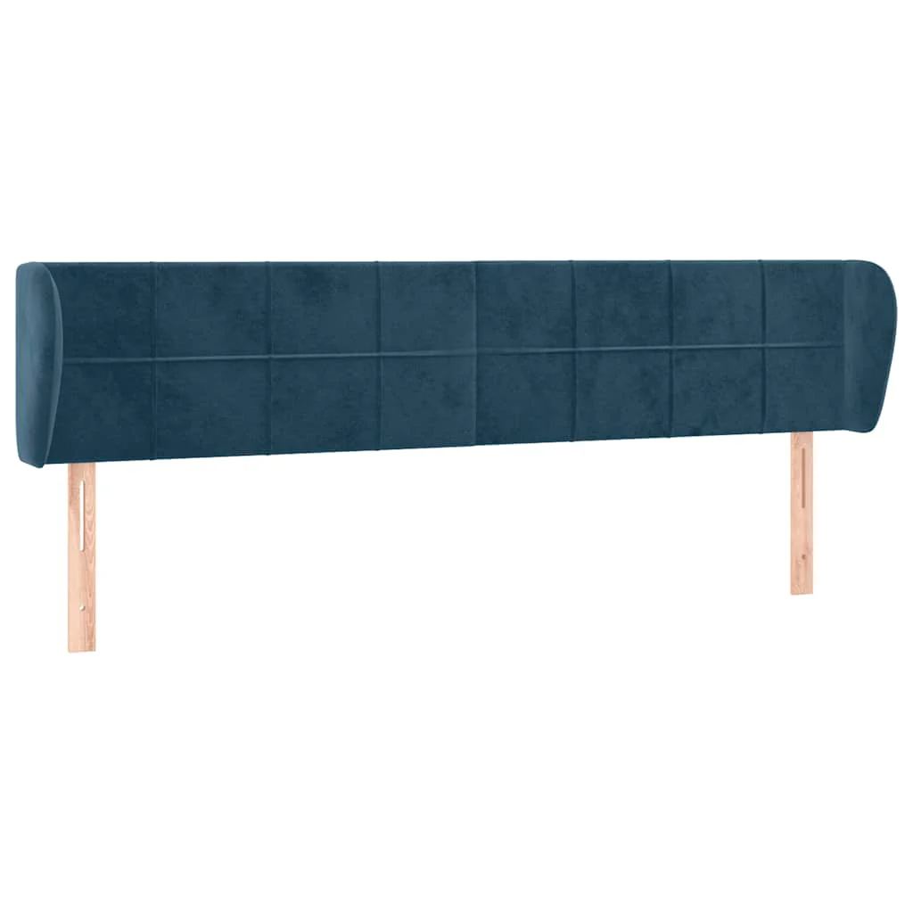 sengegavl med kanter 163x23x78/88 cm fløjl mørkeblå - Image 2