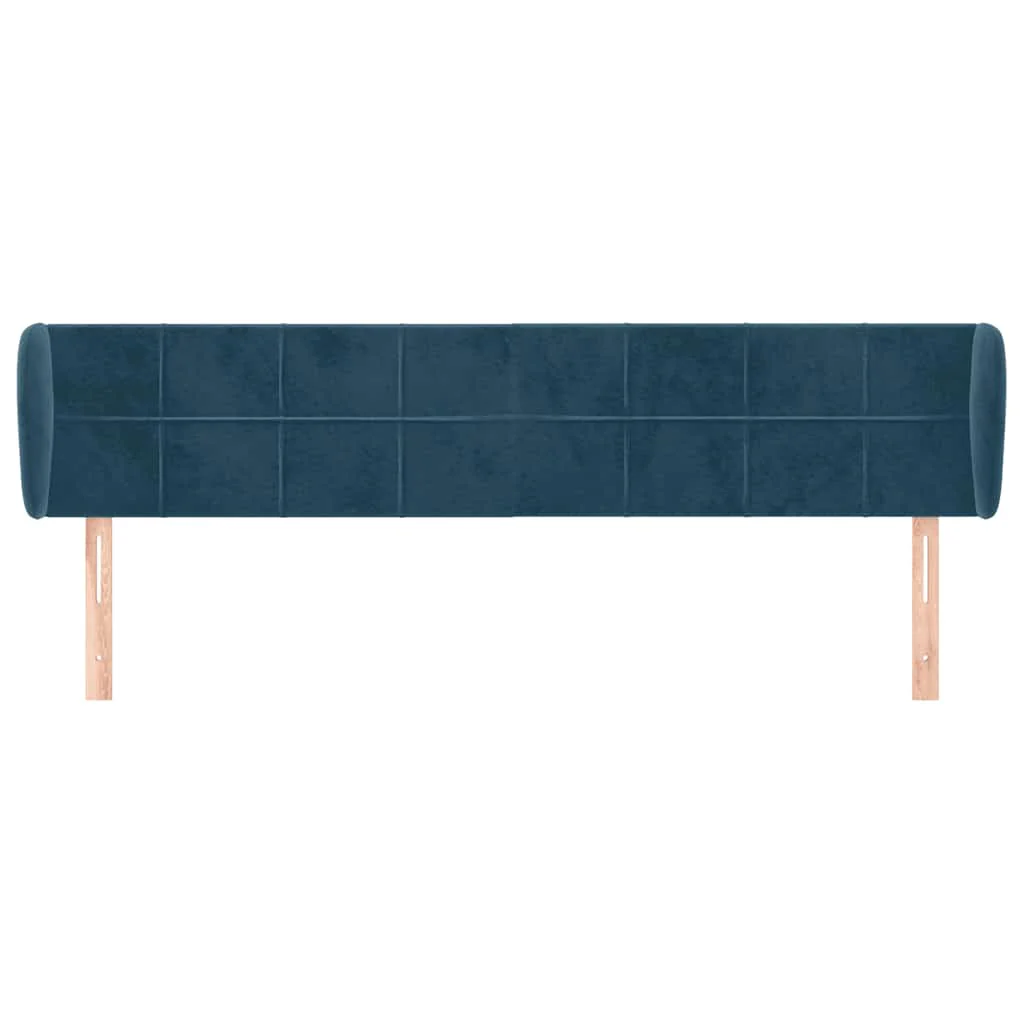 sengegavl med kanter 163x23x78/88 cm fløjl mørkeblå - Image 3