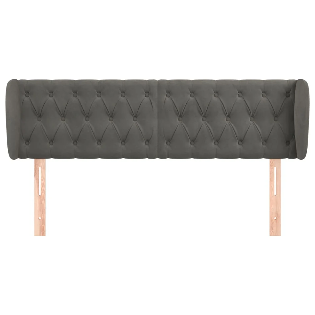 sengegavl med kanter 163x23x78/88 cm fløjl mørkegrå - Image 3
