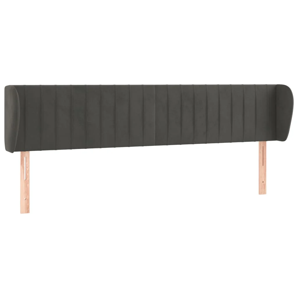 sengegavl med kanter 163x23x78/88 cm fløjl mørkegrå - Image 2