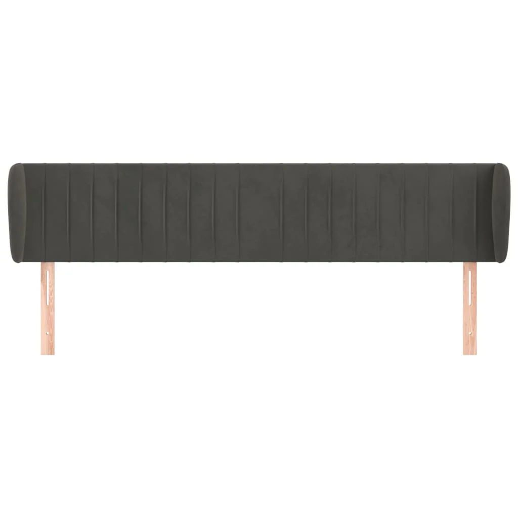 sengegavl med kanter 163x23x78/88 cm fløjl mørkegrå - Image 3